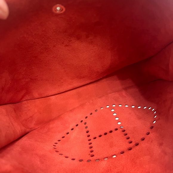 Hermes Evelyne Rouge GM Palladium Hardware dust bag Epsom leather L Stamp COA - Picture 3 of 17